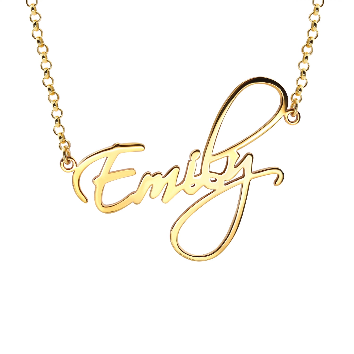 18K Gold PlatedPersonalized Pendant Neckless Bridal Name Necklace Alicia