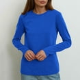 thumbnail image 5 of Htigea Plus Size Long Sleeve Shirts for Women Cotton Crewneck Pullover Tee Casual Loose Fit Everyday Tops Blue M, 5 of 5