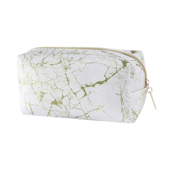 Byujiro Marble-Print PU Leather Cosmetic Pouch Portable Travel Toiletry Organizer Sleek Zippered Makeup Bag for Daily Essentials