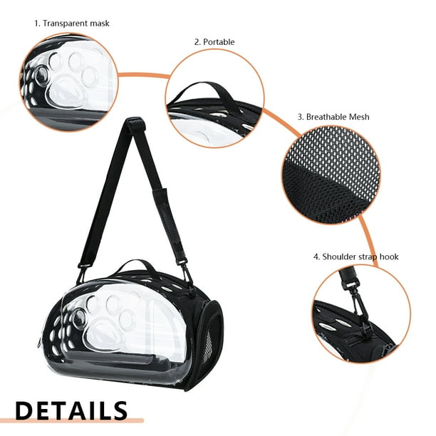 Pet Cat Travel Bolso al aire libre Cachorro transparente Cápsula Bolso de hombro (Negro L) Ndcxsfigh Libre de BPA