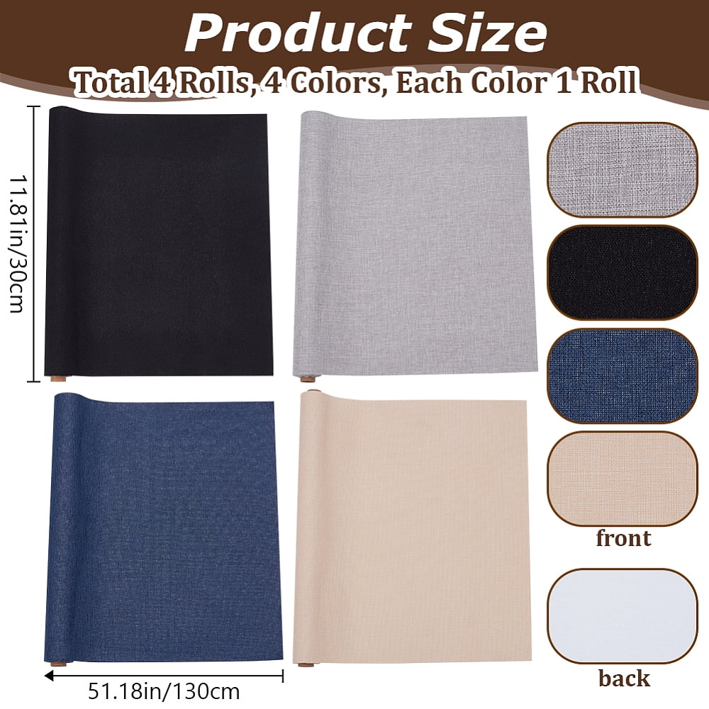 4 Colors 51 x 11.8 Book Cloth Linen Fabric Surface Paper Backed Bookbinding Book Cover for Book Binding Supplies Scrapbooking Protector Bookcloth