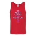 thumbnail image 2 of Keep Calm and Fight On Breast Cancer Awareness Mens Graphic Tank Top, Red, Large, 2 of 3