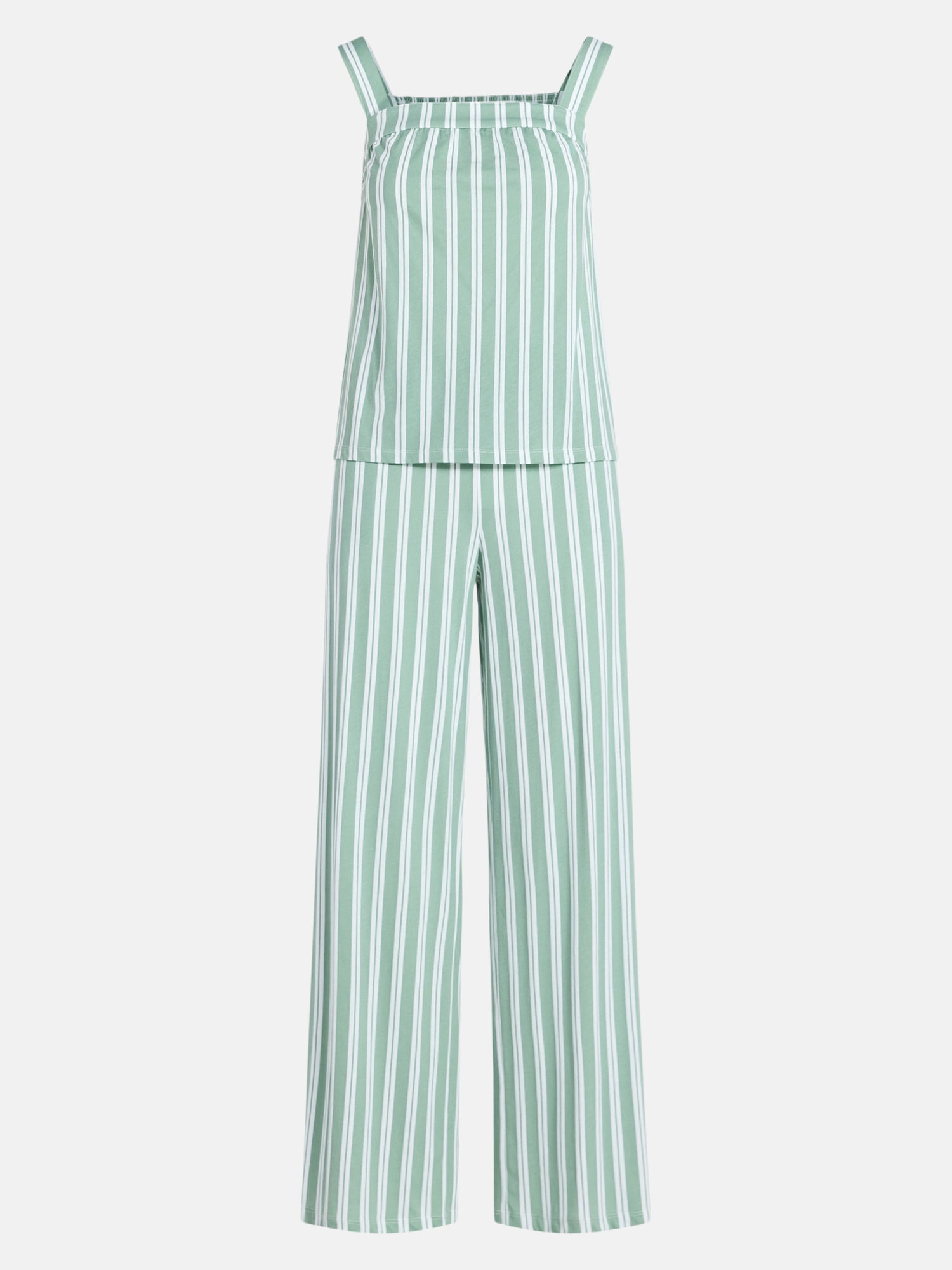 Joyspun Women's Wide Strap Cotton Tank Top and Pants Pajama Set, 2-Piece, Sizes XS-3X