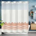 thumbnail image 6 of No Hook Orange Striped Shower Curtain with Snap in Liner Set, Abstract Modern Geometric Stripes Waterproof Fabric Bathroom Curtains with See Through Top Window, Hotel Style Long 72 x 78 Inch, 6 of 9