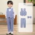 thumbnail image 3 of RUTAYY Children Boys Outfit Sets Vest Suits 3-Pack Tuxedo Set Vest Pants Bowtie Solid Color Slim Fit Casual Clothing Sets, 3 of 9