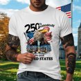 thumbnail image 5 of Leey-World Usa 250th Anniversary T Shirt Mens American Flag T Shirt Crewneck Pullover Short Sleeve Patriotic Tops(White,2XL), 5 of 8