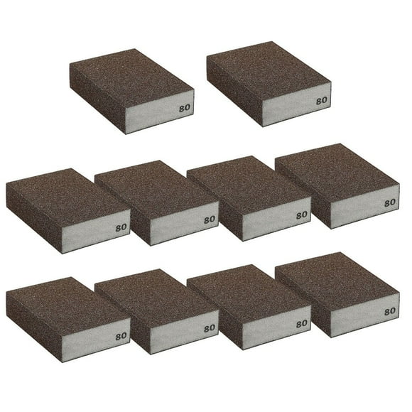 10 Pcs Blocs Éponge de Ponçage Humide & Sec Polissage Papier de Verre Tampon de Mousse Abrasive 80grains