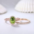 thumbnail image 5 of Rose Gold Plated Peridot Bridal Ring Set,Oval Cut Green Peridot Ring, 925 Sterling Silver Ring, 5 of 5