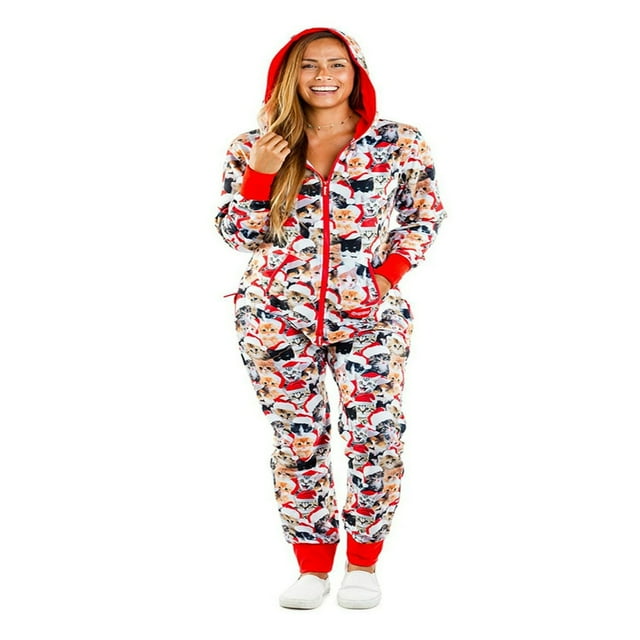 Combinaison à Capuche pour Femmes, Pantalon Long de Noël, Justaucorps à Manches Longues, Pyjama, Tenue d'Intérieur