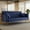 Blue|Velvet, variant on Aukfa Curved Arm Futon Convertible Sofa Bed for Home Office, 2 Pillows, Tufted Back, Velvet, Pink