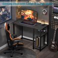 thumbnail image 6 of Computer Desk 40 inches with 2-Tier Shelves Sturdy Home Office Desk with Large Storage Space Modern Gaming Desk Study Writing Laptop Table, Black Marbling (Black Marbling, 40), 6 of 14