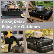 GASPRO Portable Butane Camping Stove 7800 BTU Single Burner, Camping Cooktop with Carry Case, Automatic Ignition Outdoor Cooking Stove with Safety Lock for Camping, Hiking, Tailgating & Emergency