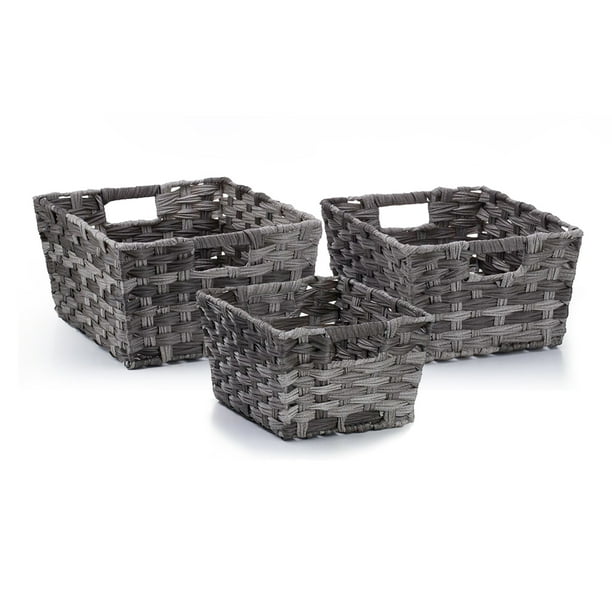Seville Classics Nesting Woven Rectangular Shelf Storage Basket (3