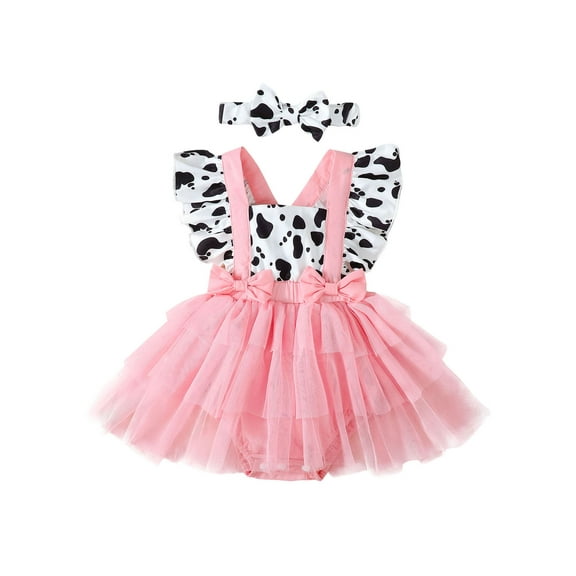 Bagilaanoe Newborn Baby Girl Rompers Dress Print Fly Sleeve Bodysuits Headband 3M 6M 9M 12M 18M 24M Infant Patchwork A-line Dresses