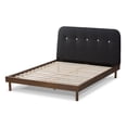 thumbnail image 6 of Baxton Studio Sadie Mid-Century Modern Dark Grey Fabric and Walnut Brown Finished Wood Full Size Platform Bed, 6 of 9