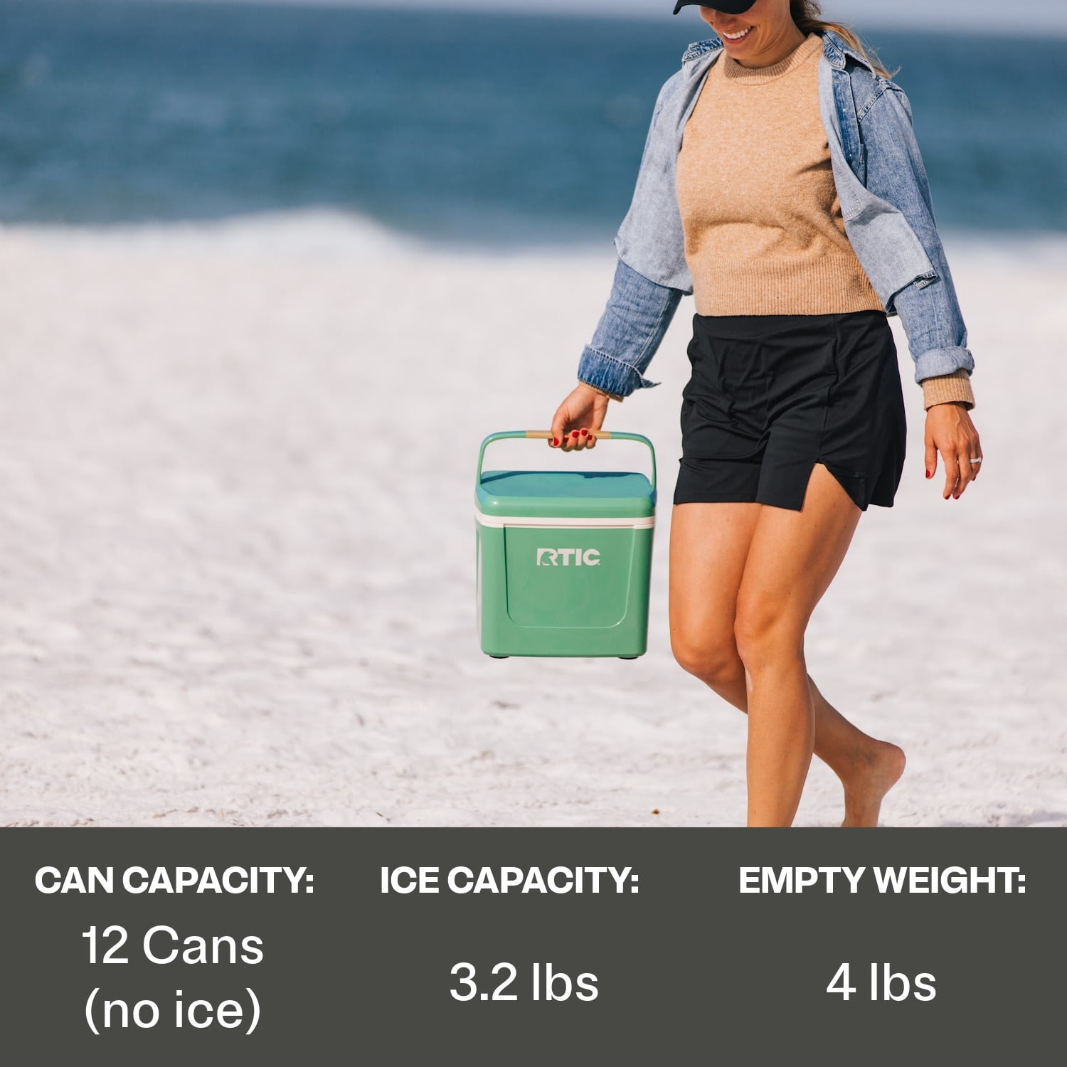 RTIC 8 QT Hard-Sided Personal Cooler, Fits 12 Cans, Road Trip