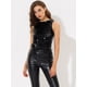 thumbnail image 2 of INSPIRE CHIC Camiseta Sin Mangas Con Chaleco Brillante Metálico Brillante Sin Mangas Para Fiesta Y Club Para Mujer Negro sólido XS, 2 of 5