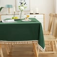 thumbnail image 4 of Enova Home High Quality Washable Rectangle Cotton tablecloths, Wrinkle Resistant Washable Dining Room Table linen for Rectangle Table Green - 55" x, 4 of 5