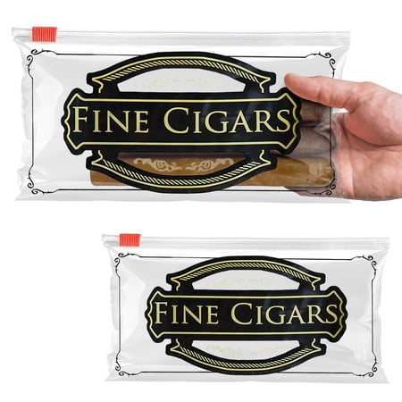 Clear Printed Cigar Slider Zipper Bags, 3 Mil Polyethylene, 1000 Count, 10 x 5 in