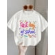 thumbnail image 1 of Girl's First of School Graphic Short Sleeve T-Shirt - Playful Pencil & Star Print, Soft Stretch Fabric, Round Neck, Machine Washable, Spring/Summer Casual Comfortable Fit, 1 of 6