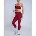 thumbnail image 7 of IBTOM CASTLE Two Piece Workout Sets for Women Color Block Strappy Sports Bra High Waist Leggings Yoga Pilates Outfits Cherry Red, 7 of 7
