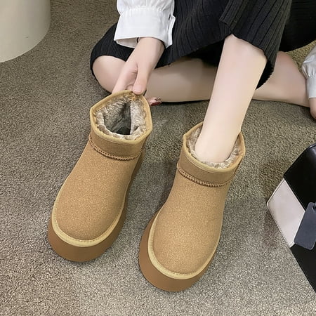 

Women s Platform Ankle High Snow Boots Solid Color Round Toe Warm Boots Women s Footwear