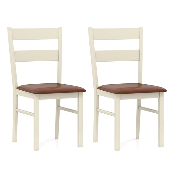 Giantex Wooden Dining Chairs Set of 2, Armless Side Chairs w/Backrest, Solid Rubber Wood Frame, Upholstered Kitchen Chairs