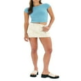 thumbnail image 1 of Backless Crop Tops for Women Summer Solid Color Short Sleeve Slim Fit T Shirt Basic Vest 2000s Clothes Clubwear, 1 of 7