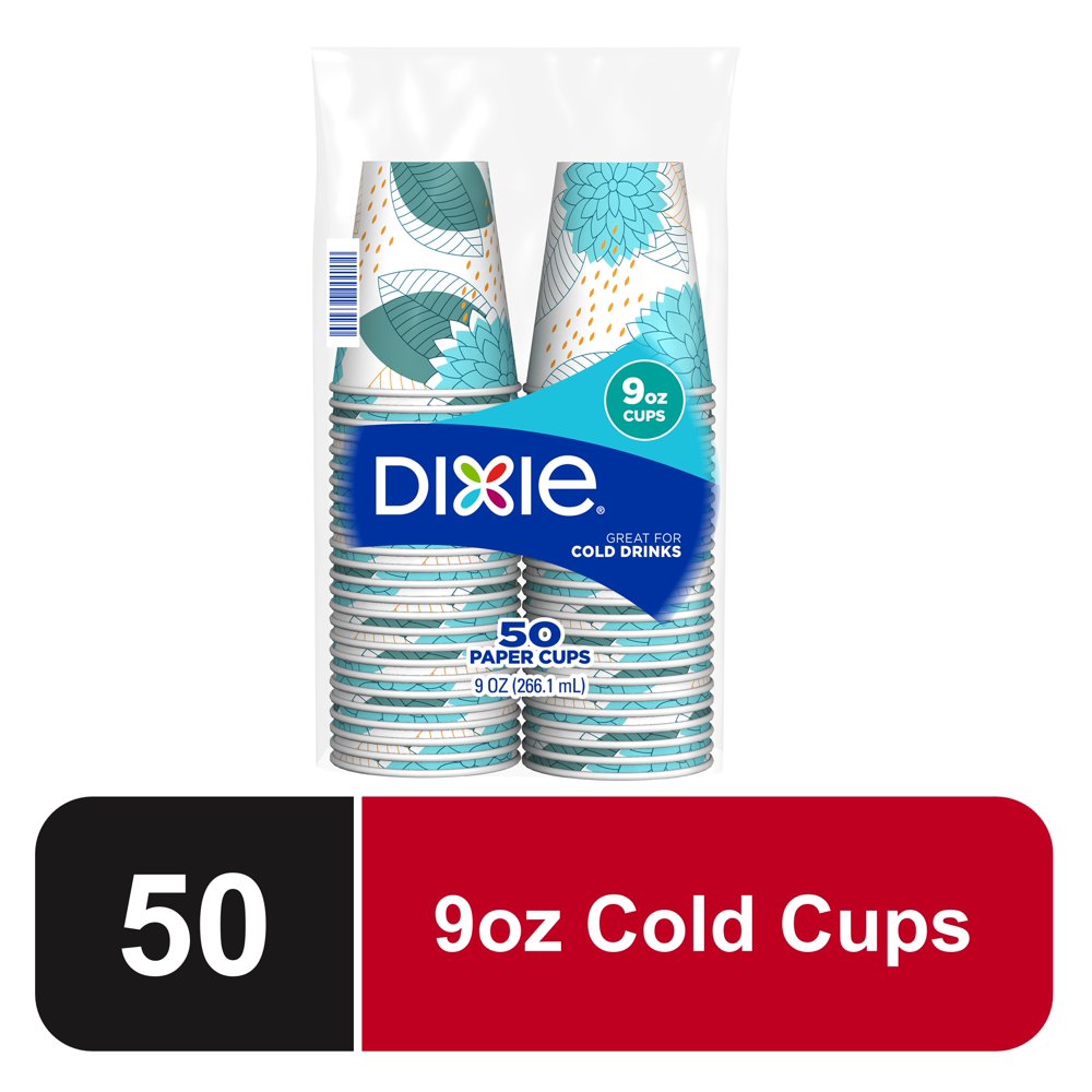 Dixie 9oz Cold Beverage Paper Cups, 50 Count