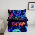 thumbnail image 5 of Manfei Neon Dinosaur Wildlife Twin Comforter Sets,Gothic Cloud Stars Bedding Set,Blue Pink,Black Reversible,2pcs,1 Comforter and 1 Pillowcase, 5 of 7