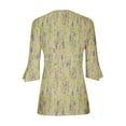 thumbnail image 4 of Blouses pour Femmes, T-Shirt Imprimé pour Femmes Blouse à Manches 3/4 Col en V Décontractée, 4 of 5
