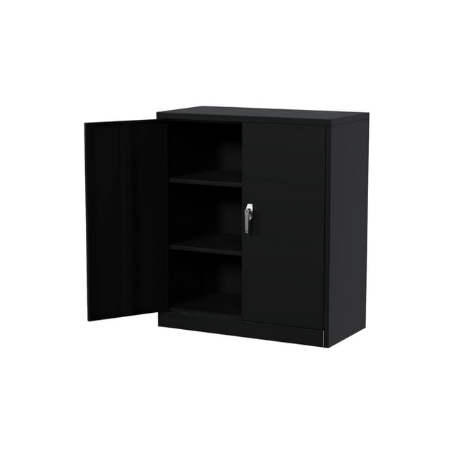 BeesClover Metal Storage Cabinet, Heavy Duty Steel Cabinet with Lockable Doors, Adjustable Shelves, Rust Resistant, Compact Garage Cabinet for Office, Workshop or Home, Easy Assembly, 35"