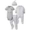 Gerber Baby Boy or Girl Gender Neutral Onesies Bodysuit, Sleep N Play Sleepers, Pants, & Cap Set, 4-Piece