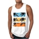 thumbnail image 2 of Camiseta sin mangas de cuello redondo para hombre, estampada, informal, deportiva, elástica, de moda, de poliéster., 2 of 5