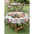 thumbnail image 3 of Easter Eggs Outdoor Tablecloth - 54 Inch Round Dining Table Cover, Pink Flowers Basket Leaves Rustic Botanical Waterproof Outdoor Table Cloth with Umbrella Hole & Zipper for Picnic/Patio/Party, 3 of 7