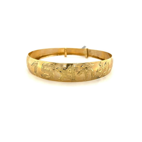 10K Adjustable 10mm 15 Anos Yellow Gold Bangle