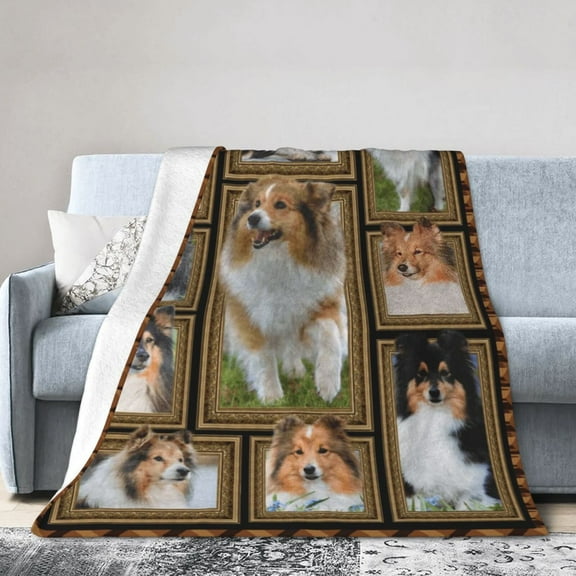 Wijzvio Sheltie Shetland Sheep Dog Throw Blanket Soft Fuzzy Fleece Blanket For Couch Bed Living Room Decoration 40"X30"