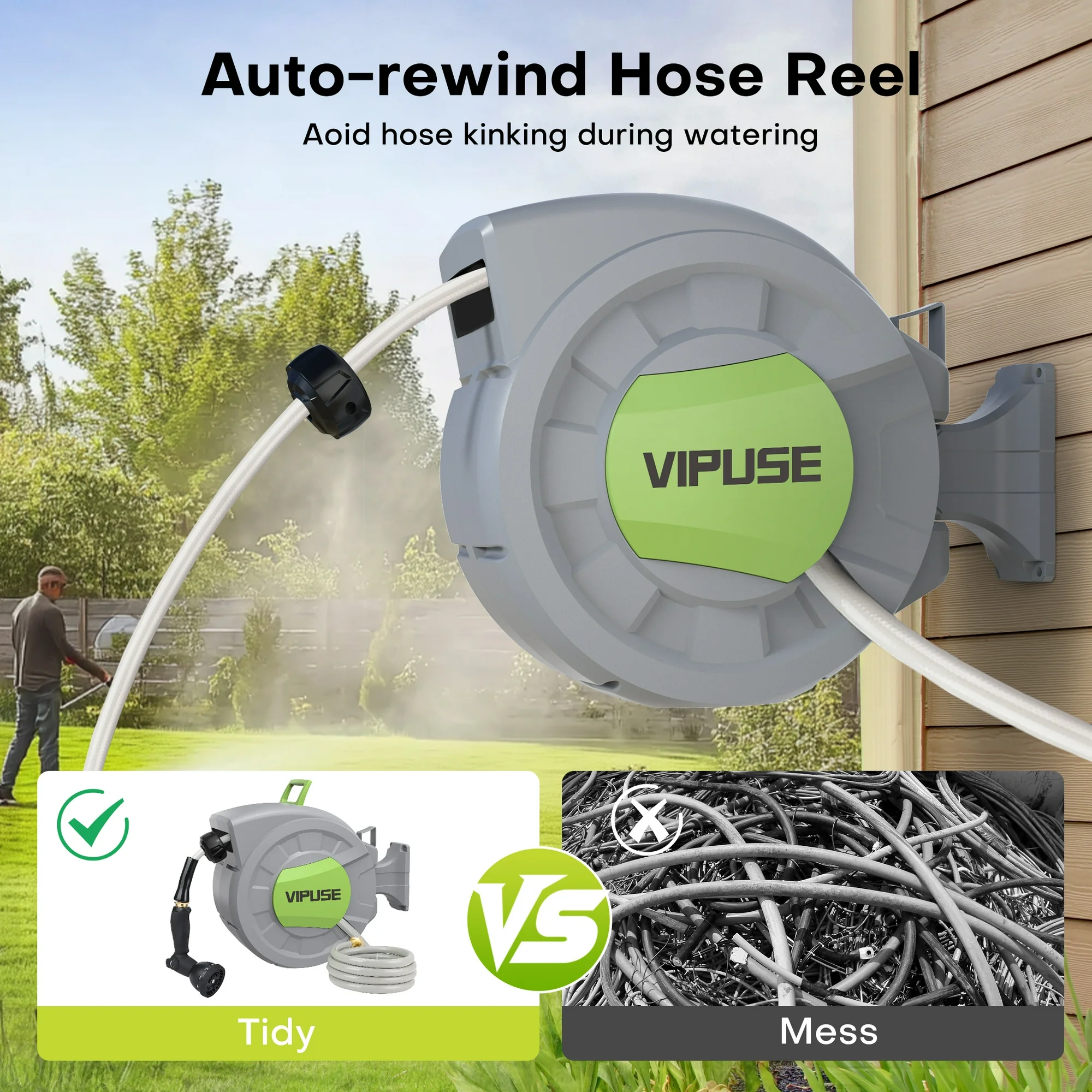Vipuse Retractable Garden Hose Reel, 100 ft photo 7