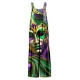 thumbnail image 4 of FrzhBrz Carnival Costume for Women Mask Print Sleeveless Straps Jumpsuits Mardi Gras Casual V Neck Jumper Pants with Pockets,Multicolor, 4 of 5