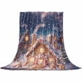 thumbnail image 2 of Christmas Gingerbread Man Throw Flannel Blanket 50x80In Xmas Tree Candy House Winter Night Snow Scene Super Soft Cozy Bed Blanket, Lightweight Plush Fuzzy Bed Throw for Bedroom Sofa Couch Living Room, 2 of 4