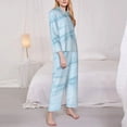 thumbnail image 4 of Kll Light Blue Marble Print Women'S Long Sleeve Pajamas With Pants Sleepwear Loungewear 2 Set-Xx-Large, 4 of 9