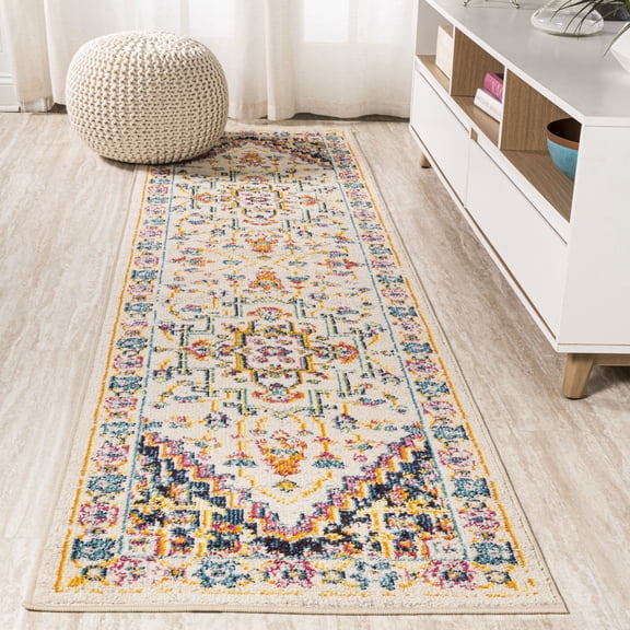 JONATHAN Y MODERN PERSIAN 2 x 8 Runner Rug, Brooklyn Geometric Medallion - Beige/Ivory, MDP207B-28
