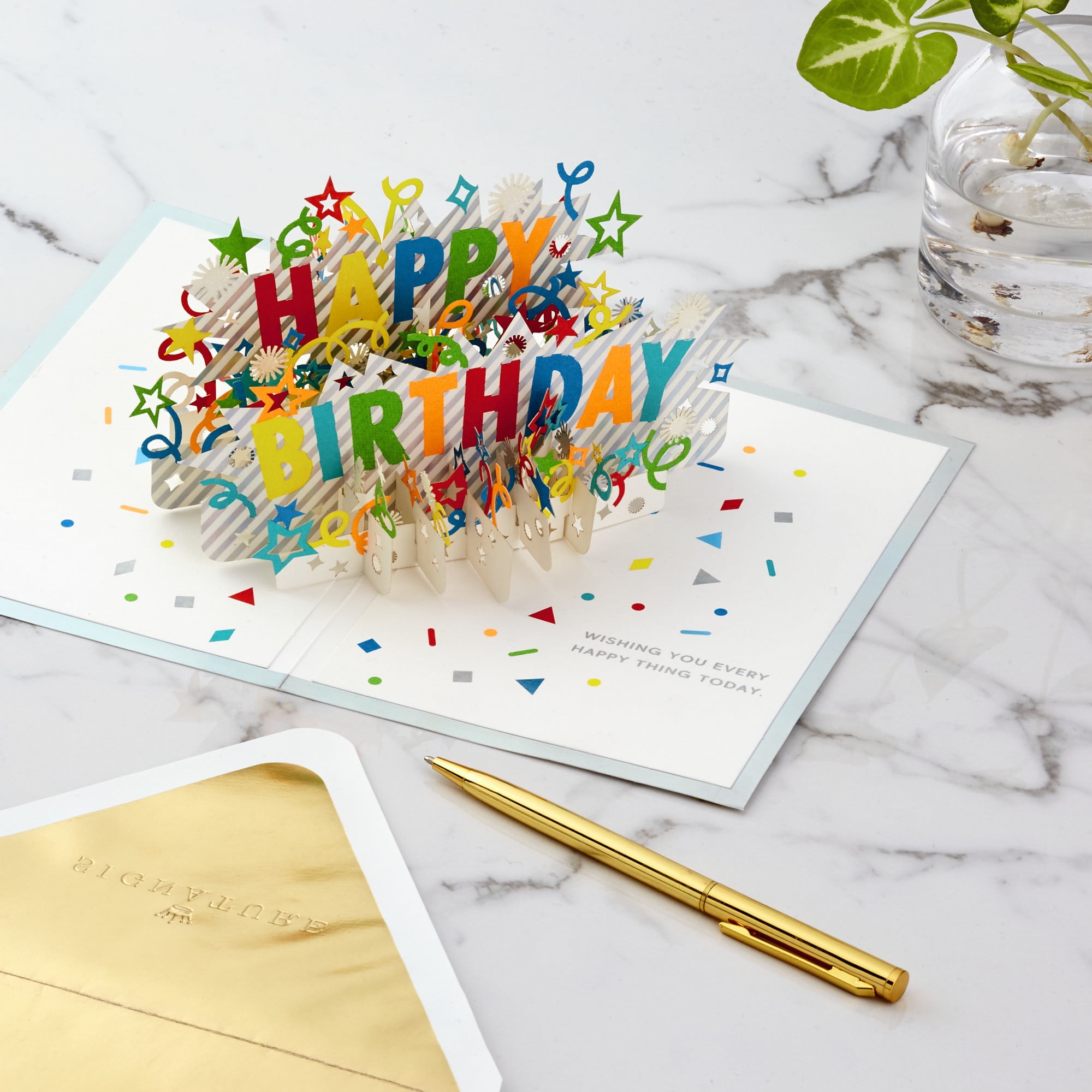 Hallmark Signature Paper Wonder 3D Pop-Up Birthday Card (Rainbow Stripes and Stars)