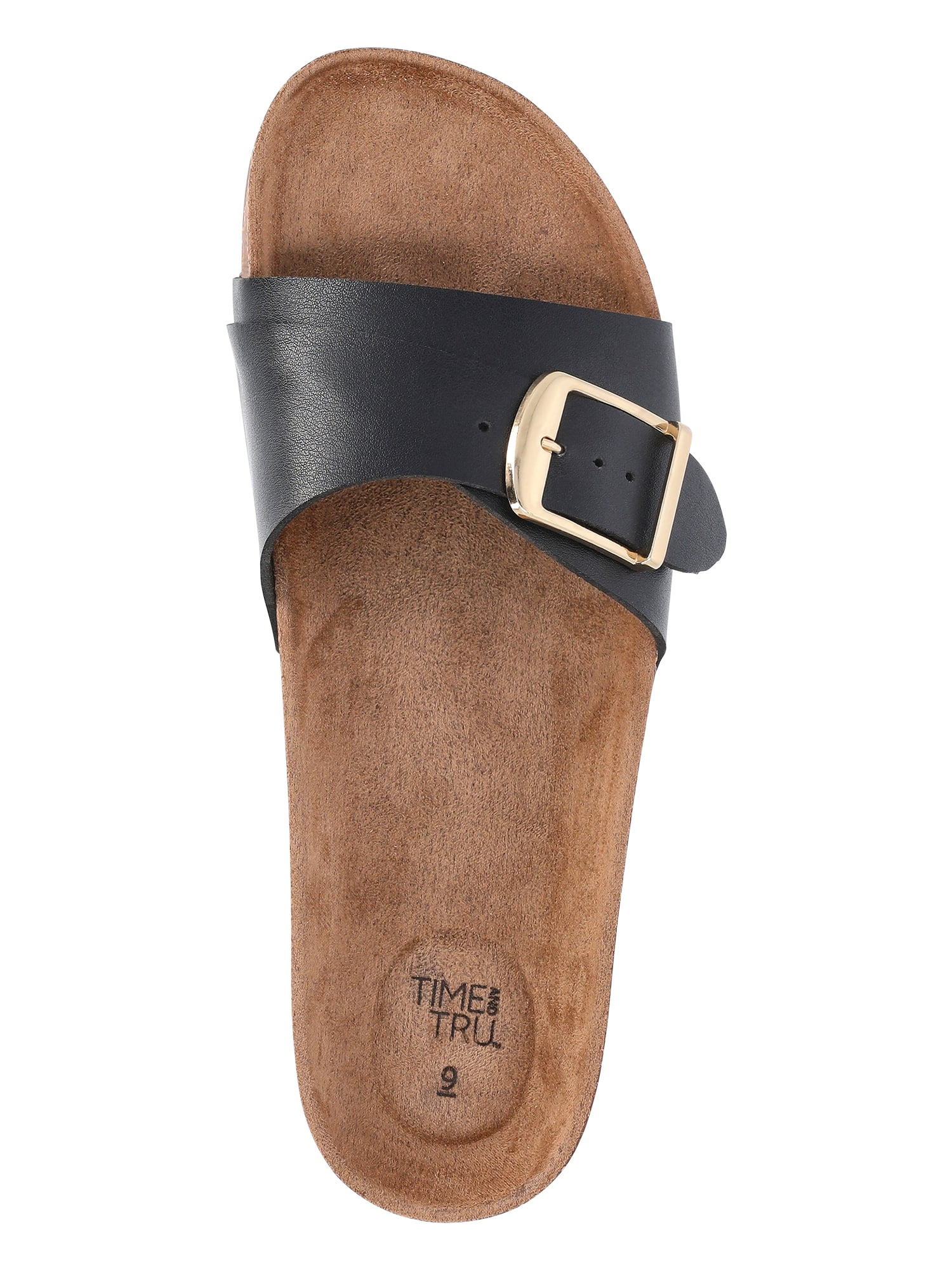Time and Tru Women's One Buckle Footbed Slide Sandals