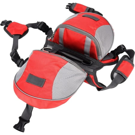 Dog Saddle Bag - Adjustable Nylon Dog Backpack  Reflective Design - Harness Saddlebag with Pockets for Hiking  Walking  Training  Running  Camping  Waterproof  Breathable (M)