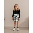 thumbnail image 5 of BemeyourBBs Fall Toddler Girl Outfit Ruffles Long Sleeve Shirt and Plaid Skirt Set, 5 of 9
