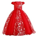 thumbnail image 2 of EGNMCR Vêtements pour Bébé Fille Robe Enfants Robe Sans Manches Princesse Nœud Papillon Dentelle Fleurs Robe en Tulle Robe Capitonnée, 2 of 9