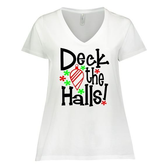 Inktastic Deck the Halls Christmas Ornament Women's Plus Size V-Neck T-Shirt