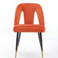 thumbnail image 2 of Orange Velvet Dining Chair Set with Gold Accents and Nailheads / Perfect for Formal Dinners, 2 of 7