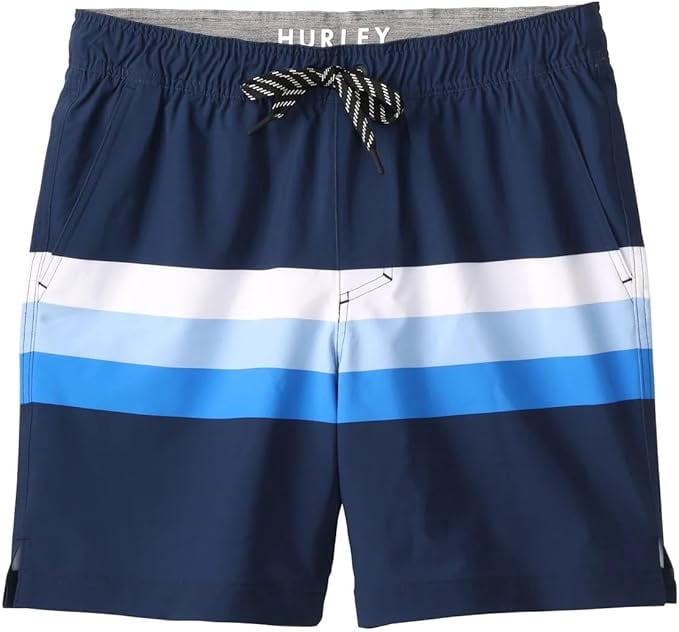 Hurley Mens Swim Short (Dark Blue Stripes, Large)